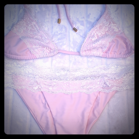 Beach Bunny Swim Brand New Beach Bunny Lady Lace Pink Set Bikini